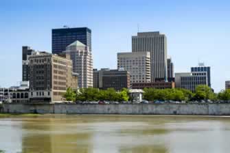The city skyline reflects how our Dayton rentals are nearby downtown l. Just minutes away from destinations shown in this stock image